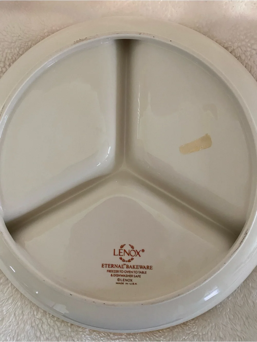 Lenox Cream Three-Section Round Serving Dish